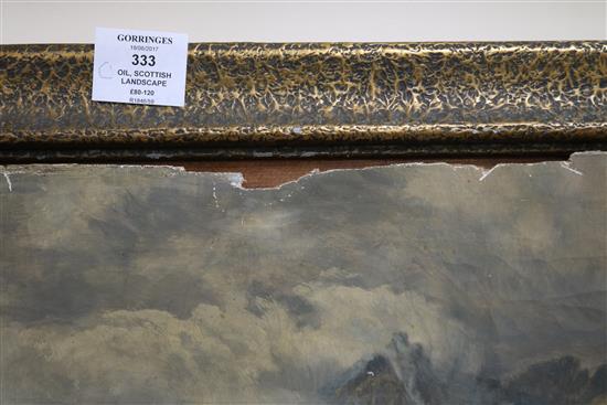 A Victorian oil on canvas, moorland scene, monogrammed VC, dated 1874, 14cm x 60cm